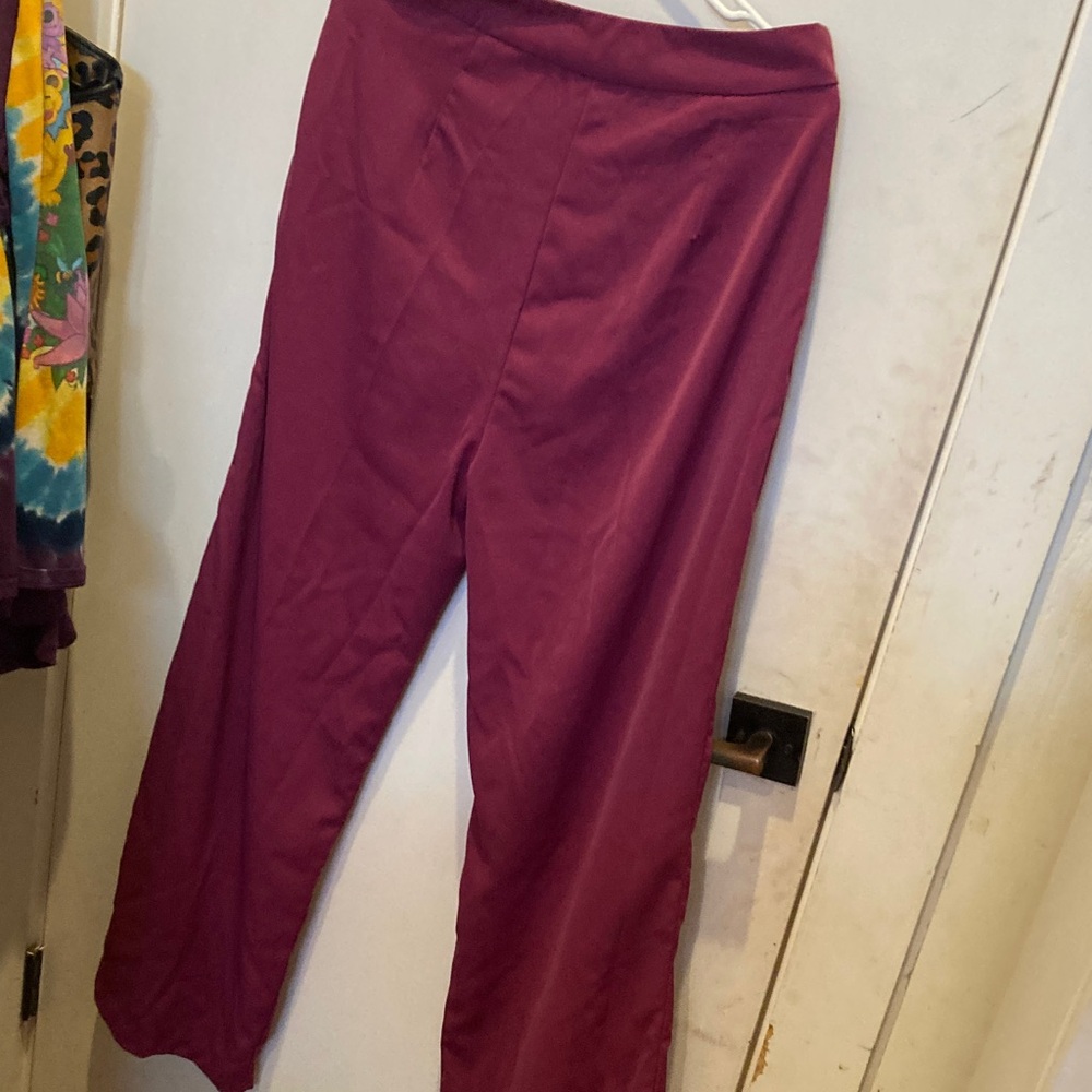 Burgundy Wide-Leg Pants